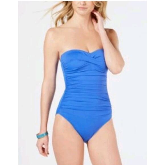 Ralph Lauren Beach Club Twist Bandeau One-Piece Swimsuit Large EUC - Picture 1 of 10
